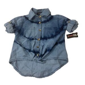 Toddler girls Tie Dye Denim Button Down Top